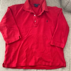 Red Ralph Lauren 3/4 sleeve polo shirt size L